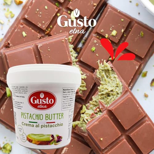 GUSTO ETNA Pistachio Cream, Sweet Nut Butter, Bulk Tub, Rich & Nutty filling for Knafeh Pistachio Chocolate Bars, Sweet Pistachios Spread, Pistachios Paste & more Product of Sicily, Italy, 2.2 LB (1 Kg) - Image 4