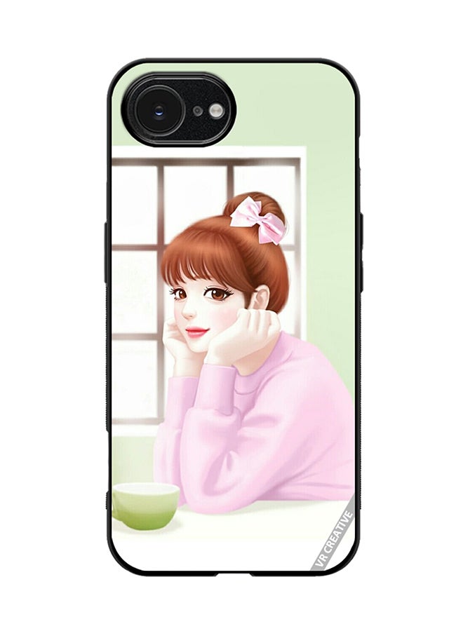 Protective Case Cover For Apple iPhone 16e Girl Having Tea Design Multicolour