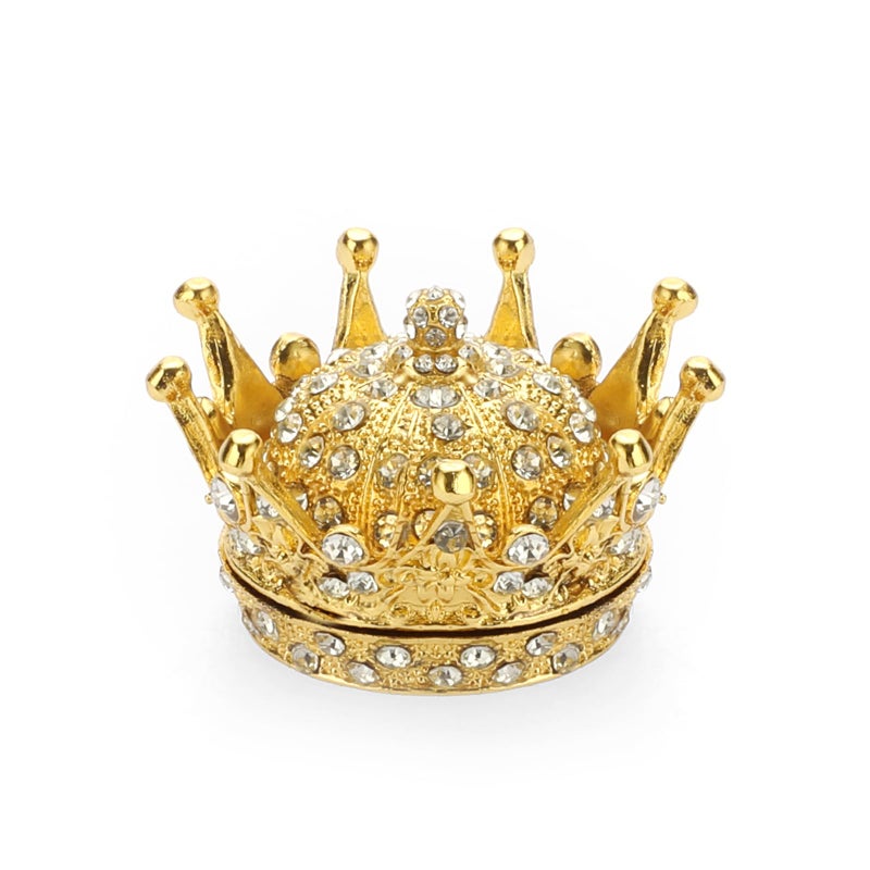 ELLDOO Gold Crown Trinket Box, Vintage Metal Enameled Decorative Box Ring Earrings Jewelry Organizer Gift Box for Girl Women - Image 1