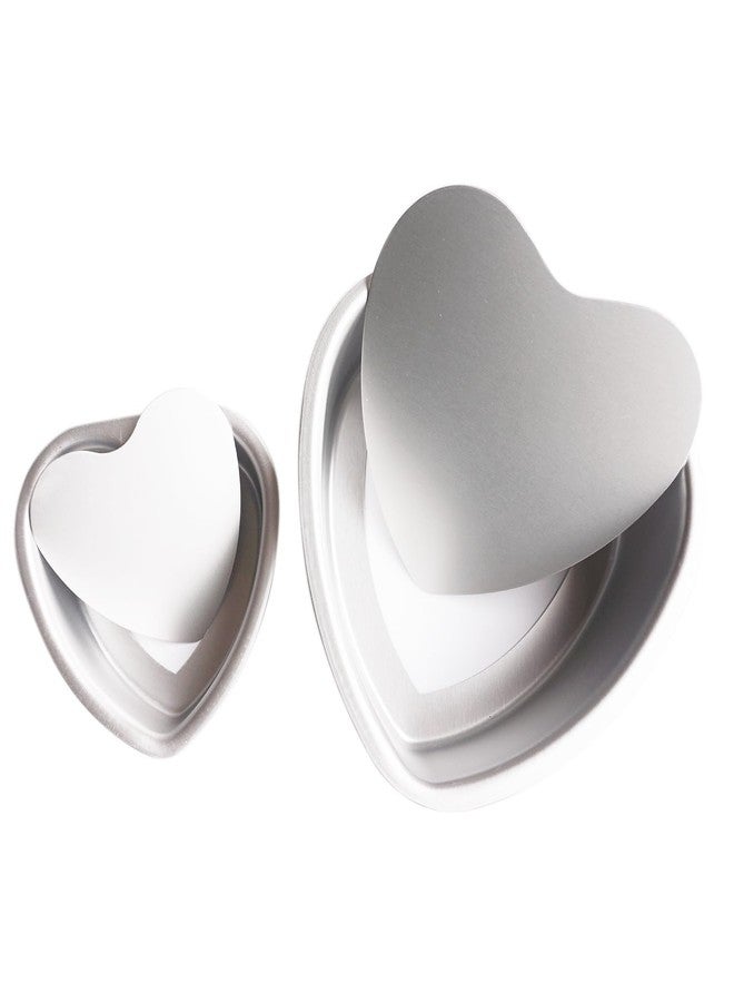 LoveDeal 2Pcs Heart Shaped Cake Pans 4 Inch and 6 Inch with Removable Bottom, Small Baking Pans, Heart Shape Cake Molds, Cheesecake Pans for Brownies, Oven Baking - Aluminum - Image 1