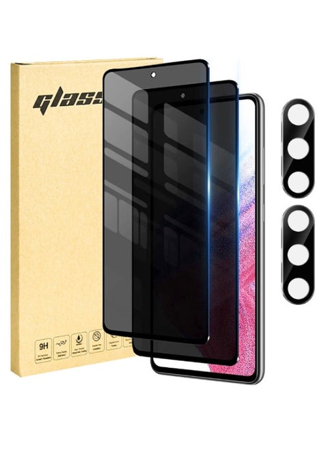 Samsung Galaxy A55 Privacy Screen Protector with Camera Lens Protector, Fingerprint Unlock Support,Touch Sensitive, Bubble Free 9H Hardness Anti-Scratch Screen Protector for Samsung A55 5G (2+2 Pack)