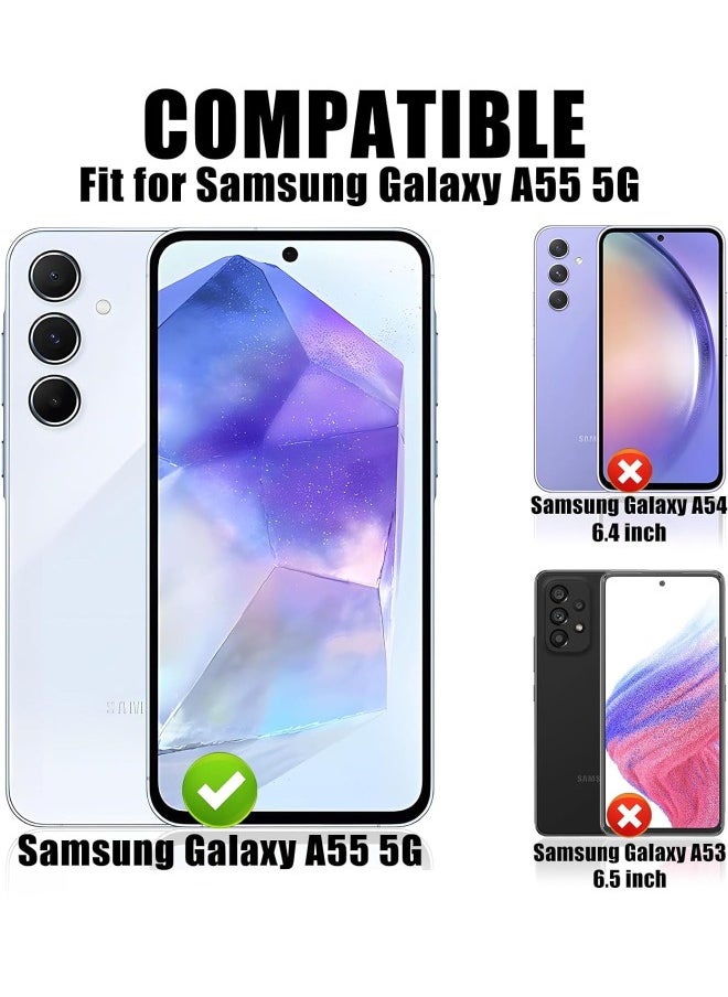 جلاس - واقي شاشة للخصوصية Samsung Galaxy A55 مع واقي عدسة الكاميرا، ودعم فتح بصمة الإصبع، حساس للمس، واقي شاشة مضاد للخدش بقوة 9H خالٍ من الفقاعات لهاتف Samsung A55 5G (2+2 حزمة) - Image 1
