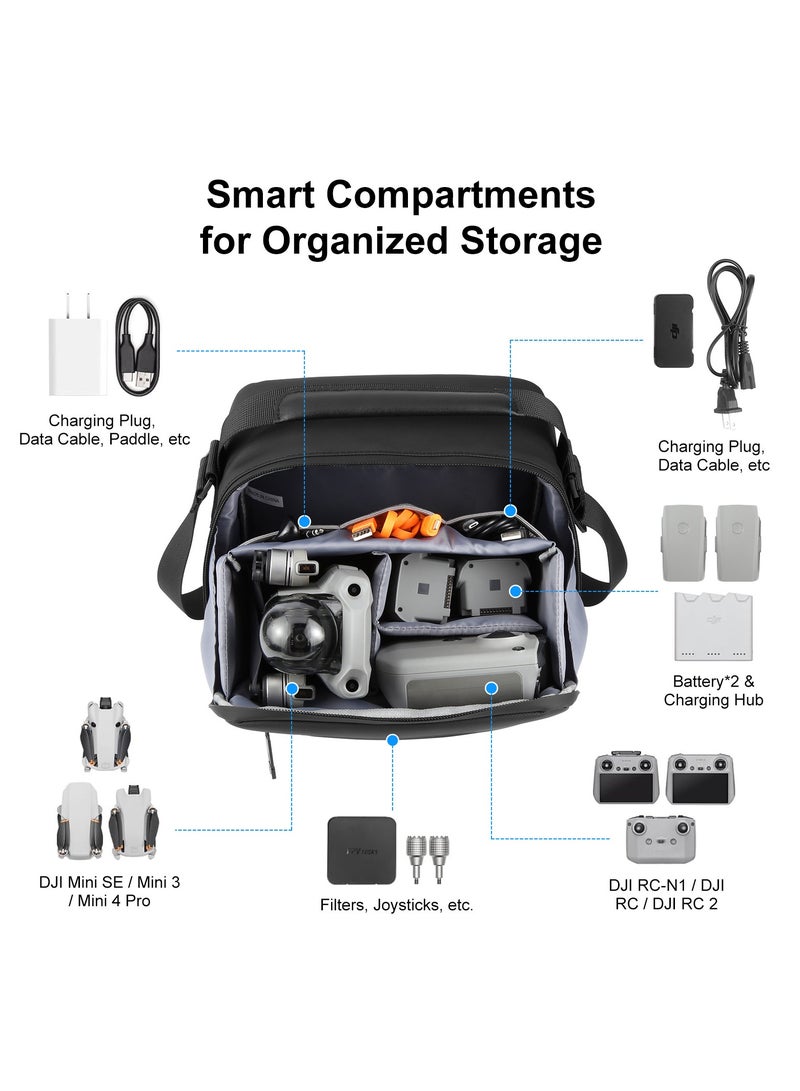 Compatible with DJI Mini Series / Osmo Pocket Crossbody Drone Bag Camera Storage Case Waterproof  Shockproof Multi-Compartment Design - Image 2