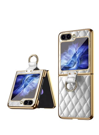 Samsung Galaxy Z Flip 6 Case Soft Diamond Pattern Leather and Decorative Ring Folding Mobile Phone Case Simple Atmosphere Slim and Stylish Durable Anti-Fingerprint White - pzsku/Z6C04FAB8ACD5BDA9F54DZ/45/1744858901/afef8fad-98fd-4946-9f01-02a738260263