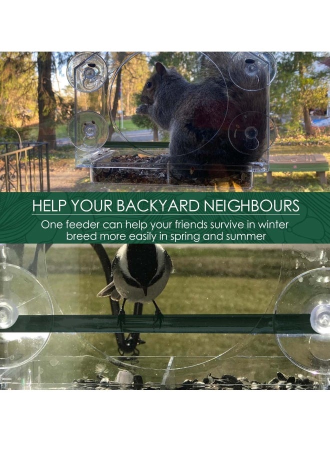 Generic - Window Bird Feeder for Outside, Roof Shape Clear Acrylic Hanging Window Bird Feeder with 4 Strong Extra Suction Cups and Seed Tray, for Decorate Your House with Beautiful Wild Birds - Image 1