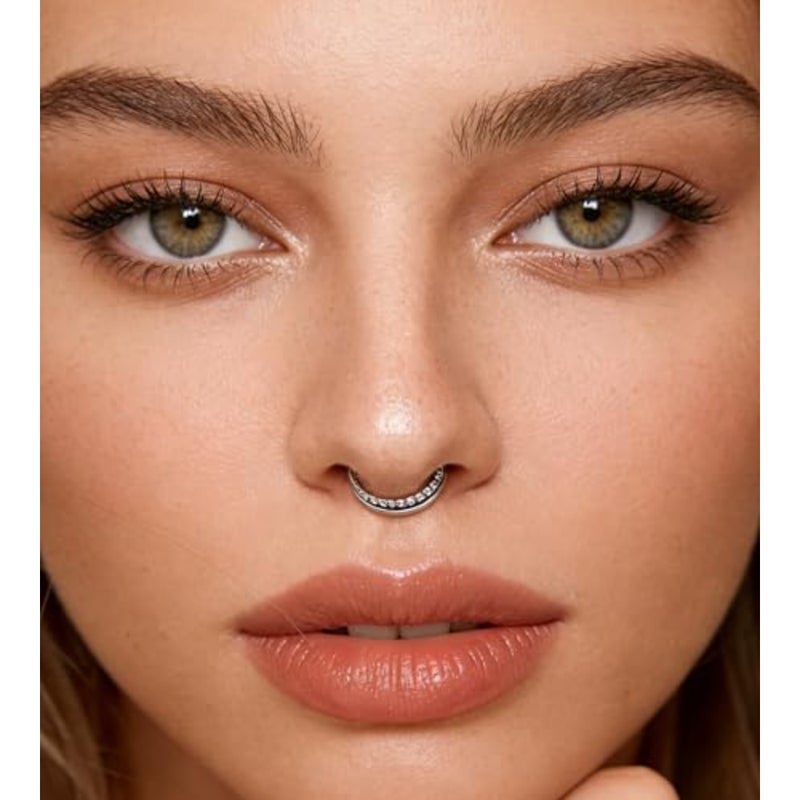 Silver Cartilage Earrings For Women Helix Piercing Jewelry Double Hoop Earring Cartilage Hoop Second Hole Earrings For Women 16G Septum Ring Clicker Nose Ring 8mm Hinged Nose Hoops 2pcs - Image 4