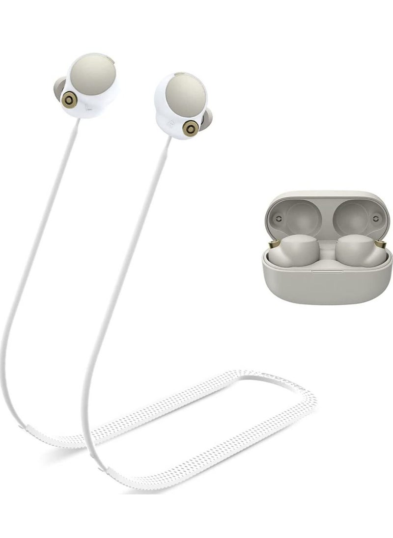Y&D - Anti-Lost Strap for Sony WF-1000XM4 Earbuds, Sports Anti-Slip Soft Silicone Lanyard Accessories Compatible with True Wireless Headphones Neck Rope Cord (White) - Image 1