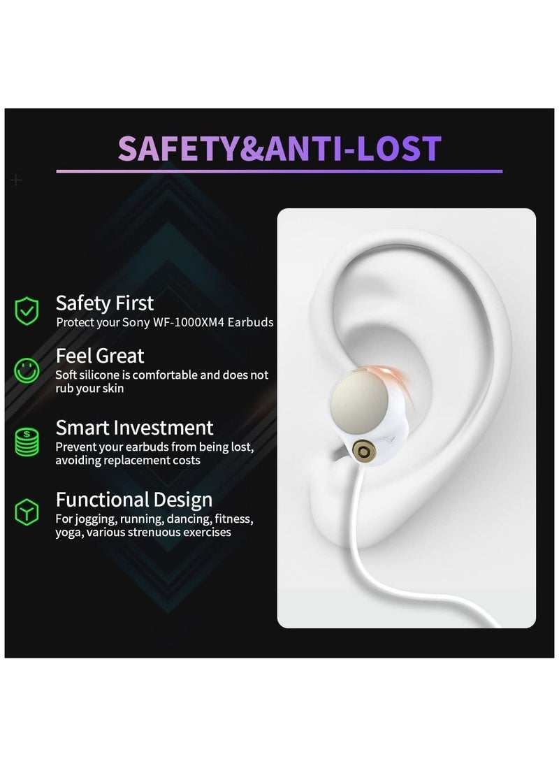 Y&D - Anti-Lost Strap for Sony WF-1000XM4 Earbuds, Sports Anti-Slip Soft Silicone Lanyard Accessories Compatible with True Wireless Headphones Neck Rope Cord (White) - Image 1