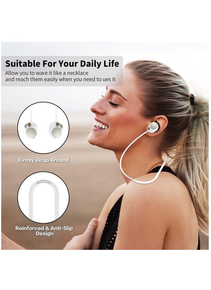 Y&D - Anti-Lost Strap for Sony WF-1000XM4 Earbuds, Sports Anti-Slip Soft Silicone Lanyard Accessories Compatible with True Wireless Headphones Neck Rope Cord (White) - Image 1