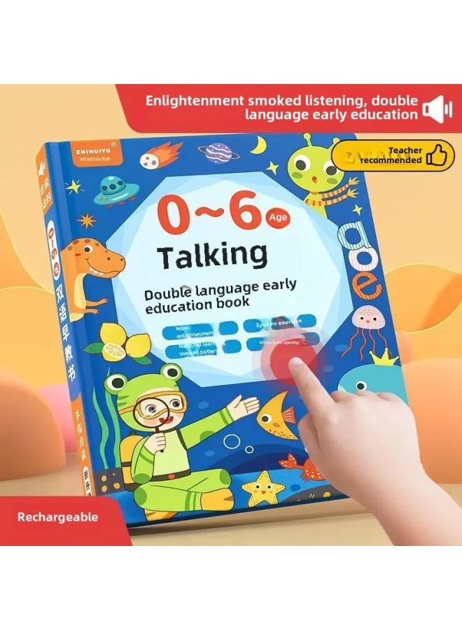 Baby Early Education Talking Book Learning Machine For Children Aged 0-8 Years Old Educational Toys For Kids-Color:【Rechargeable】 Smart Fish 0-8 Years Old Bilingual Early Teaching (blue) - Image 4