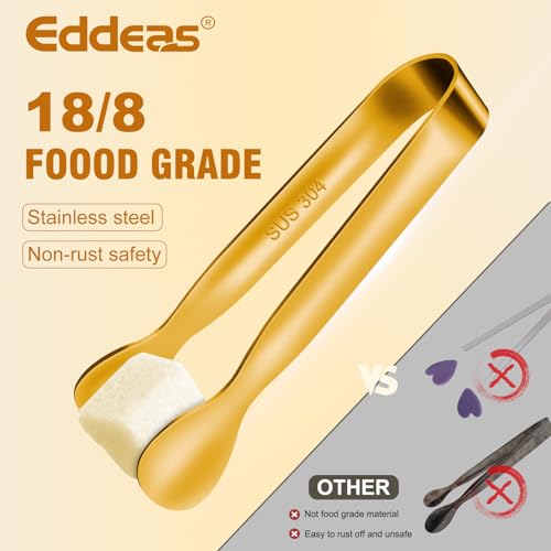 EDDEAS 12 PCS Small Serving Tongs, 4.3" Mini Gold Tongs, Gold Kitchen Tongs for Serving Food, Coffee Bar, Tea Party, Desserts Party and Ice Bucket - Image 2
