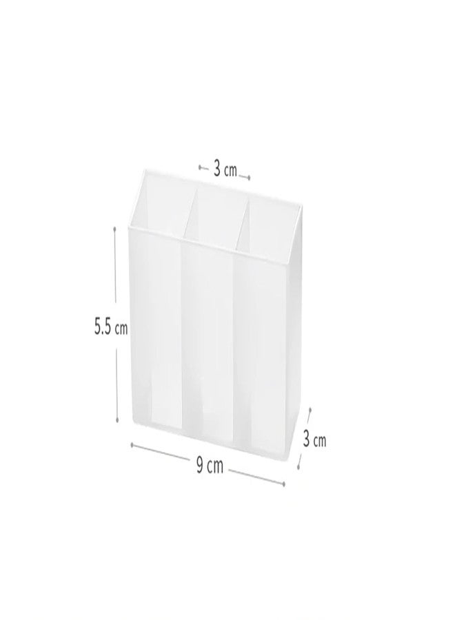 Zeinwap Wall Mounted Storage Box Organiser, Clear Plastic 3 Grid Compartments, Makeup Brush Holder, Cosmetic Jewellery Organiser, 9X5.5X3 cm, Multipurpose Desktop Storage (6 SLOT) - Image 3