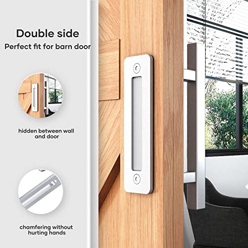 EaseLife 12" Stainless Steel Sliding Barn Door Pull Handle with Flush Hardware Set,Double Sided,Brushed Finish,Square,2 Pack - Image 3