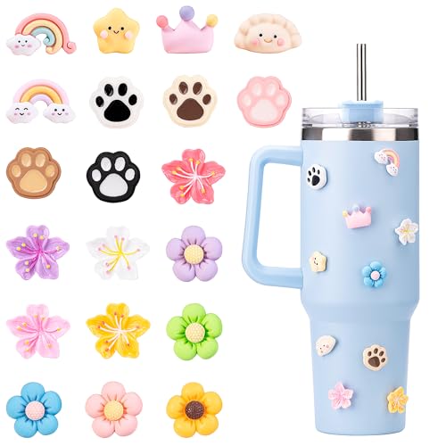 Soledea Cloudy Catspaw 3D Stickers for Stanley Cup Mugs 40 oz, 20PCS Cute Stickers for Kids for Water Bottle Mobile Phone Refrigerator Stanley Accessories - Image 1