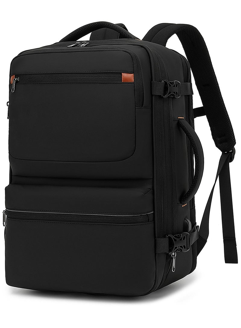 TokFaa Travel Backpack for Men Women 38L Flight Approved Carry On Backpack Expandable Large Luggage Backpack 17 Inch Waterproof Laptop Backpack Business School Weekender Overnight Daypack（Black） - Image 1
