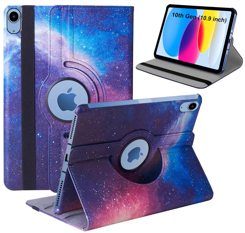 TGK Rotating Flip Cover for Ipad 10Th Gen 10.9 Inch 2022 (A2757 / A2777 / A2696) iPad A16 11.0 inch 2025 Printed Case (Galaxy) Multicolor - Image 1