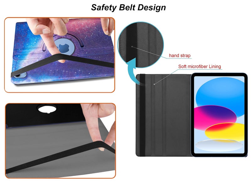 TGK Rotating Flip Cover for Ipad 10Th Gen 10.9 Inch 2022 (A2757 / A2777 / A2696) iPad A16 11.0 inch 2025 Printed Case (Galaxy) Multicolor - Image 5