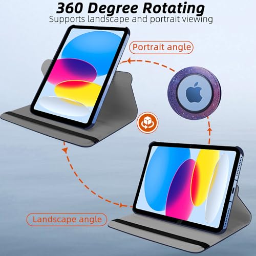 TGK Rotating Flip Cover for Ipad 10Th Gen 10.9 Inch 2022 (A2757 / A2777 / A2696) iPad A16 11.0 inch 2025 Printed Case (Galaxy) Multicolor - Image 3