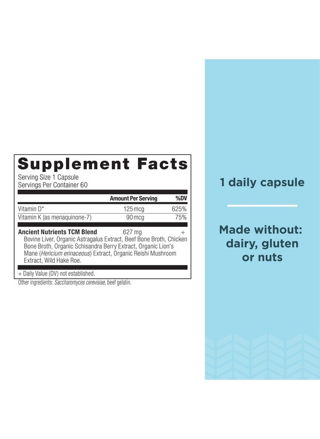 Ancient Nutrition - Vitamin D Supplement 5000 Iu Vitamin D For Immune Support Made From Bone Broth And Mushroom Extract Supports Healthy Inflammation Paleo And Keto Friendly 60 Capsules - Image 1