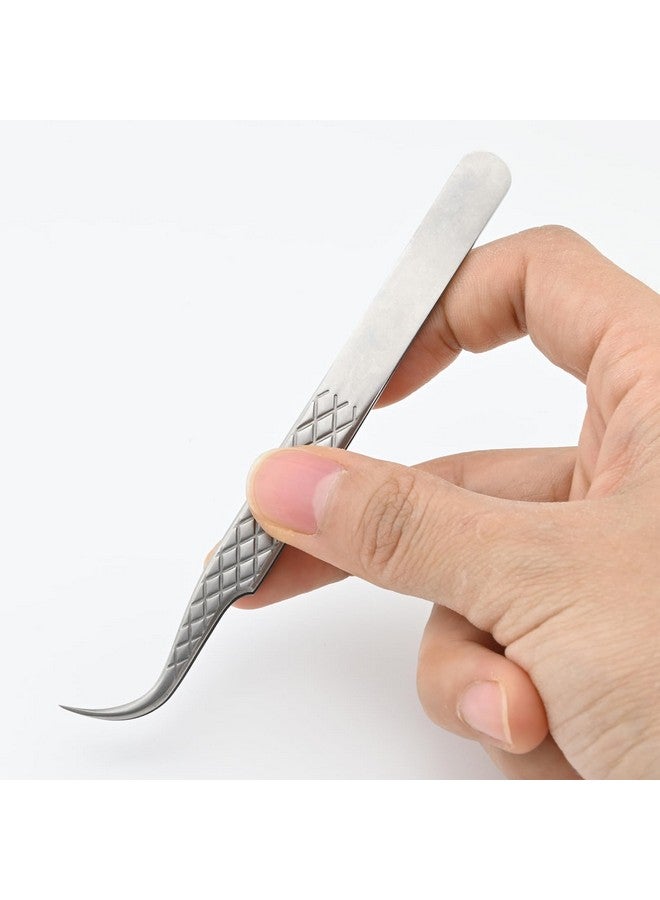 نجراكو ملاقط تطويل الرموش ذات قبضة ماسية مع نقش على الطرف، دقة متينة، منحني احترافي لكثافة الرموش الكلاسيكية (A-01) - Image 5