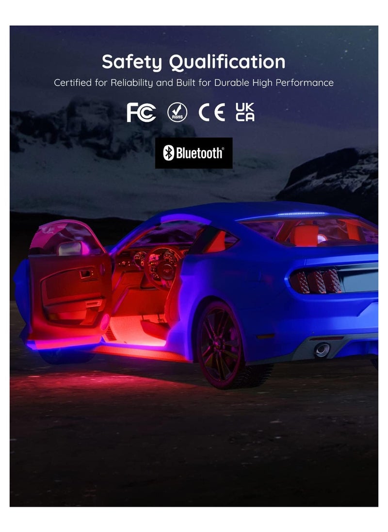 Generic - Car LED Lights, Smart Interior Lights with App Control, RGB Inside Car Lights with DIY Mode and Music Mode, 4 Lines Design for Cars with Car Charger, DC 12V - Image 1