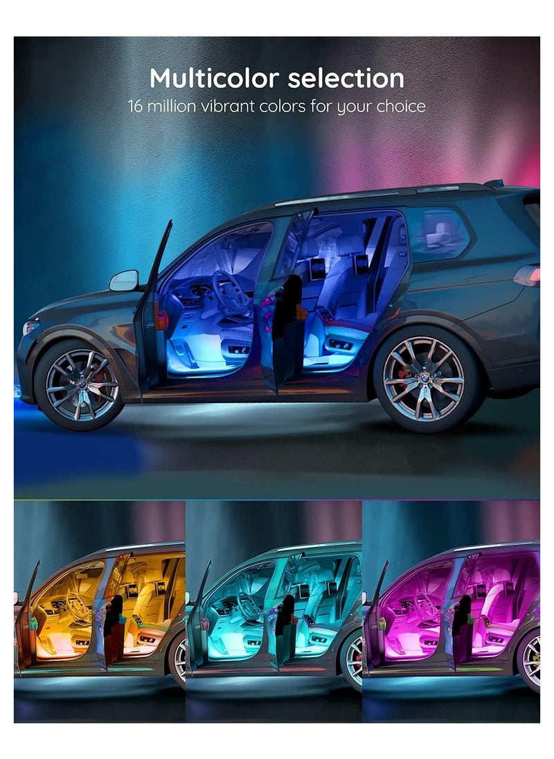 Generic - Car LED Lights, Smart Interior Lights with App Control, RGB Inside Car Lights with DIY Mode and Music Mode, 4 Lines Design for Cars with Car Charger, DC 12V - Image 1
