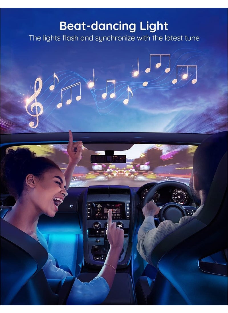 Generic - Car LED Lights, Smart Interior Lights with App Control, RGB Inside Car Lights with DIY Mode and Music Mode, 4 Lines Design for Cars with Car Charger, DC 12V - Image 1