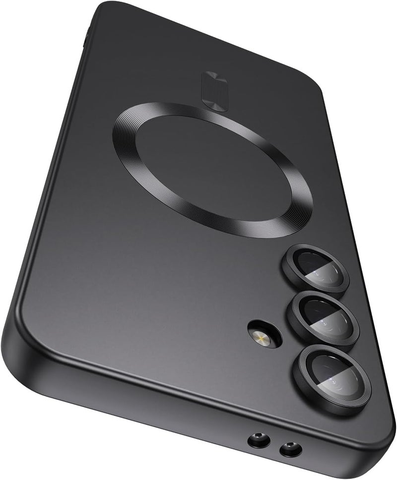 DIZORO Samsung A16 Case, Compatible with Mag Safe Back Cover, Matte Luxury Metallic Luster Flexible TPU Wireless Charging Shockproof Case with Camera Protector (Black) - Image 2