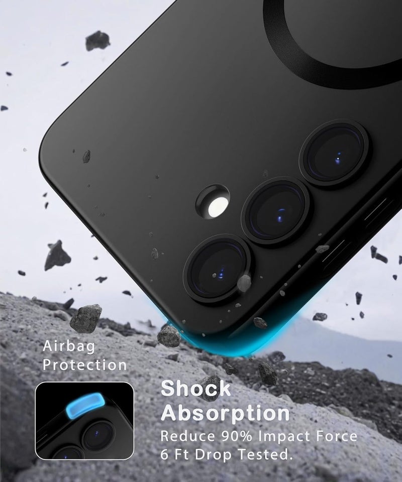 DIZORO Samsung A16 Case, Compatible with Mag Safe Back Cover, Matte Luxury Metallic Luster Flexible TPU Wireless Charging Shockproof Case with Camera Protector (Black) - Image 5
