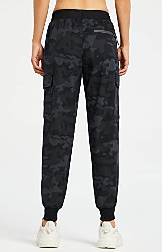 Libin Women's Camo Cargo Joggers Lightweight Quick Dry Hiking Pants Athletic Lounge Casual Travel, Camo Black XL - Image 2
