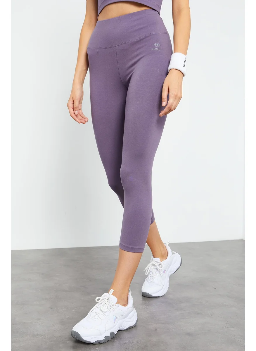 Tommy Life Dusty Rose Women's High Waist Capri-Crop T-Shirt Slim Fit Leggings Set - 95285