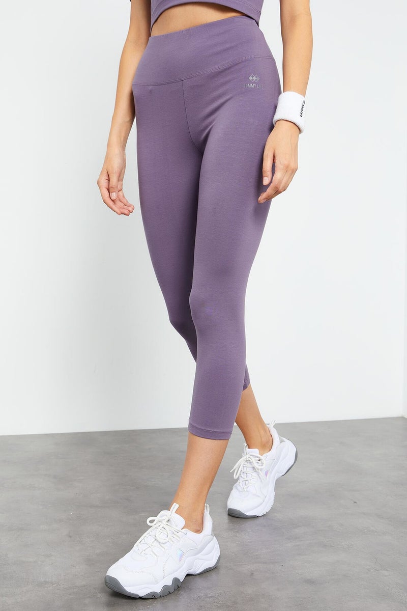 Tommy Life Dusty Rose Women's High Waist Capri-Crop T-Shirt Slim Fit Leggings Set - 95285  - Image 2