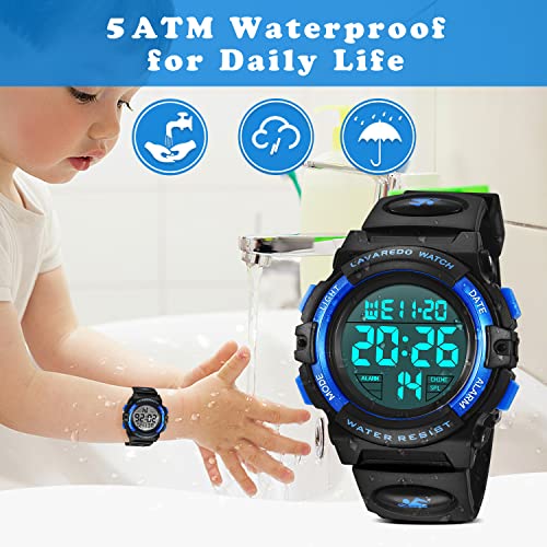 A ALPS Kids Watch,Boys Watch for 3-15 Year Old Boys,Digital Sport Outdoor Multifunctional Chronograph LED 50 M Waterproof Alarm Calendar Analog Watch for Children with Silicone Band,Kids Gift - Image 5