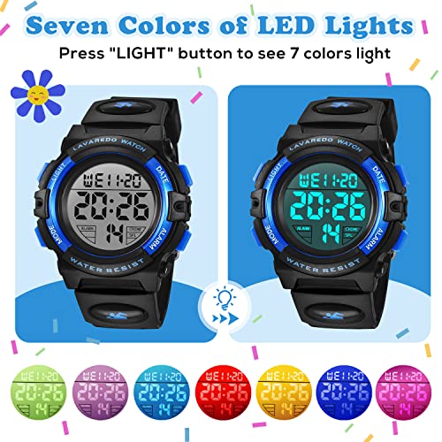 A ALPS Kids Watch,Boys Watch for 3-15 Year Old Boys,Digital Sport Outdoor Multifunctional Chronograph LED 50 M Waterproof Alarm Calendar Analog Watch for Children with Silicone Band,Kids Gift - Image 4