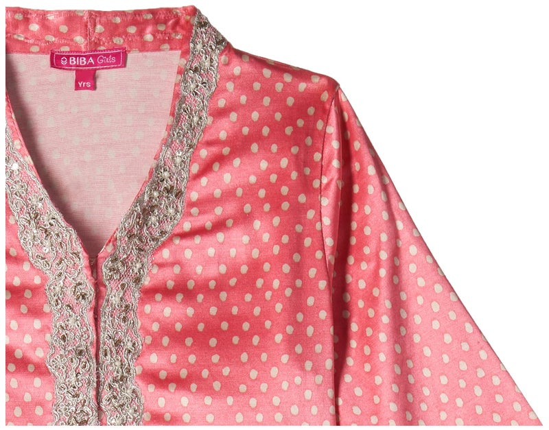 BIBA Girl Printed Skirt Kid(Kw4753_Pnk/Blu_13), Viscose, Lehenga Set, Readymade, Pink - Image 3
