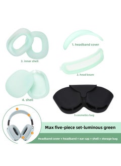 Generic Digital Computer/bluetooth Headset Case/bluetooth Headset Shell Protective Cover For Airpods Pro-Color:max Five-piece Luminous Green (head Beam + Beam + Ear Cap + Shell + Storage Bag)-Model:Applicable To Airpods Max  - Image 1