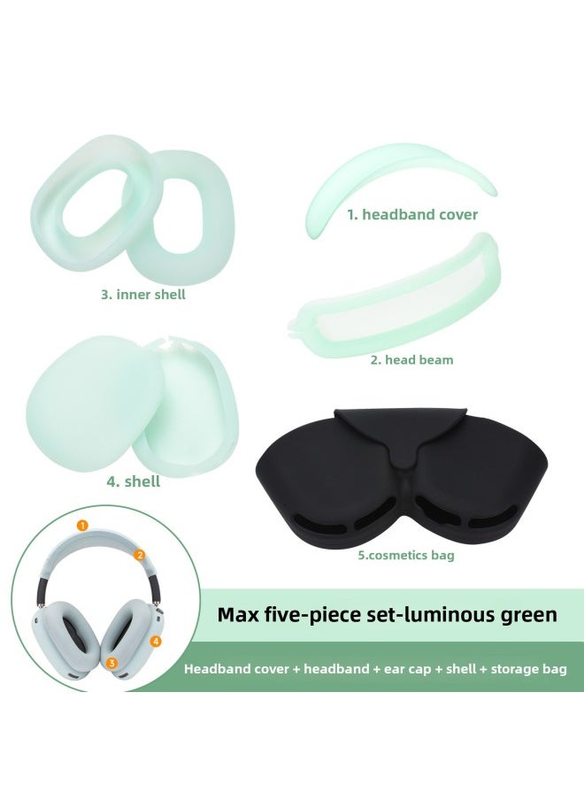 Generic - Digital Computer/bluetooth Headset Case/bluetooth Headset Shell Protective Cover For Airpods Pro-Color:max Five-piece Luminous Green (head Beam + Beam + Ear Cap + Shell + Storage Bag)-Model:Applicable To Airpods Max - Image 1