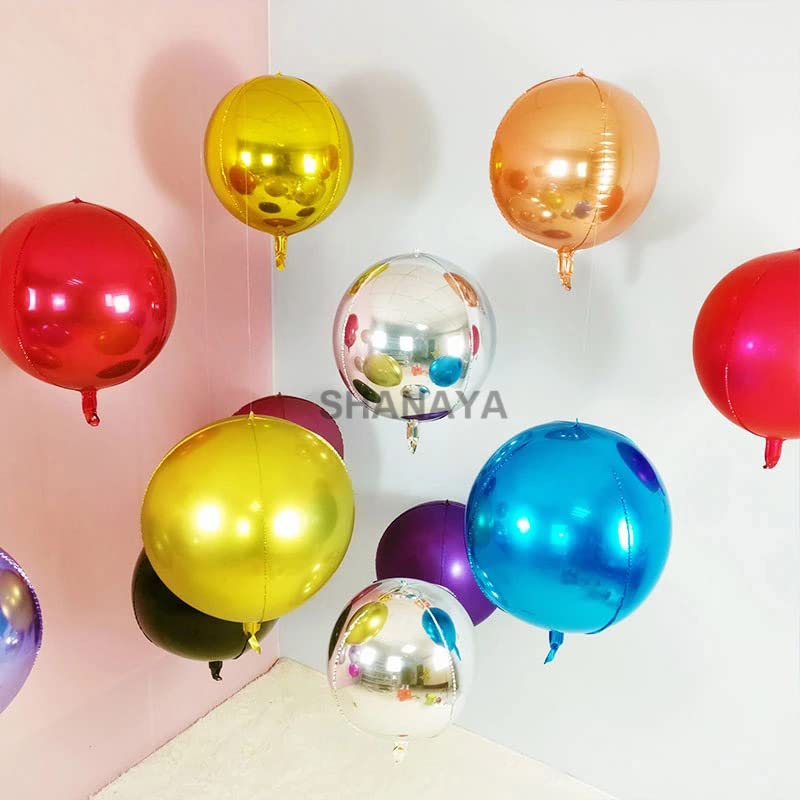 SHANAYA 4D Round Aluminum Metallic Foil Balloons For Birthday Wedding Party Engagement House Party Decorations Helium Balloon Supplies (1pcsblack) - Image 2