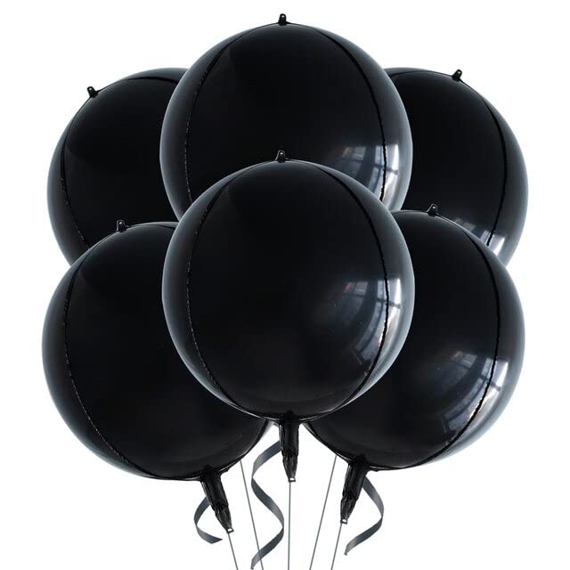 SHANAYA 4D Round Aluminum Metallic Foil Balloons For Birthday Wedding Party Engagement House Party Decorations Helium Balloon Supplies (1pcsblack) - Image 5