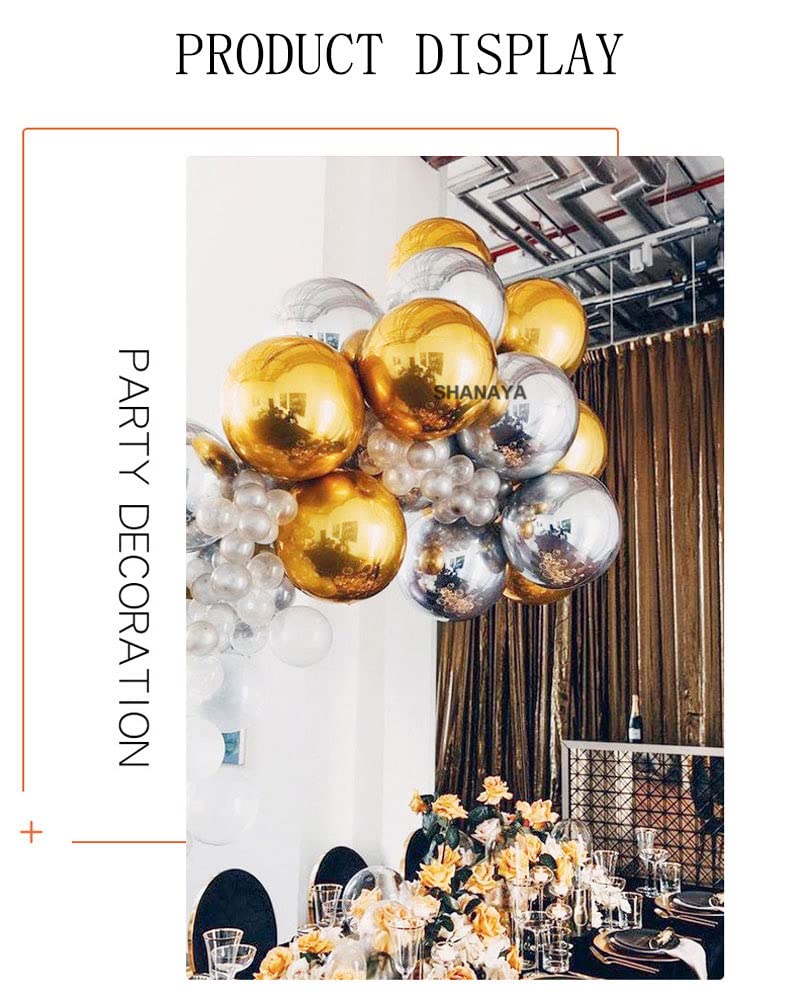 SHANAYA 4D Round Aluminum Metallic Foil Balloons For Birthday Wedding Party Engagement House Party Decorations Helium Balloon Supplies (1pcsblack) - Image 4