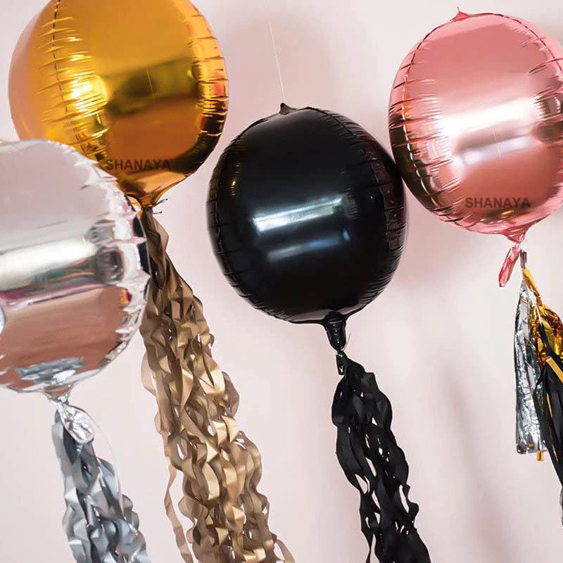 SHANAYA 4D Round Aluminum Metallic Foil Balloons For Birthday Wedding Party Engagement House Party Decorations Helium Balloon Supplies (1pcsblack) - Image 3