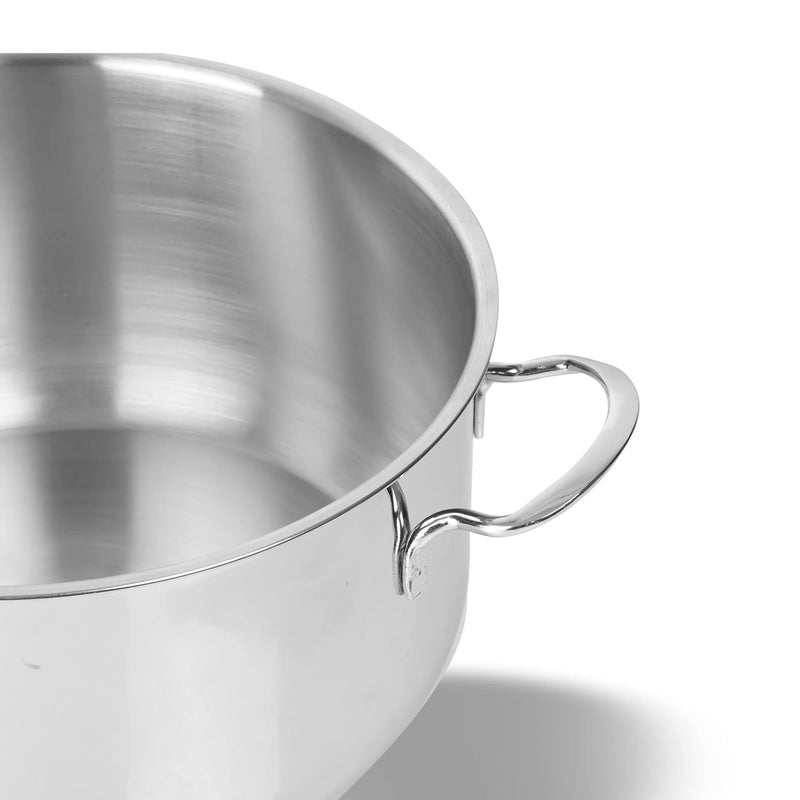 Pradeep وعاء طهي من الفولاذ المقاوم للصدأ مع غطاء (بيلو) | 22 سم، سعة 4.3 لتر | قاعدة ساندويتش للتسخين المتساوي | تصميم أنيق من الفولاذ المقاوم للصدأ | متوافق مع موقد الغاز والحرارة induction | وعاء برياني | مقلاة لطهي الأرز - Image 2