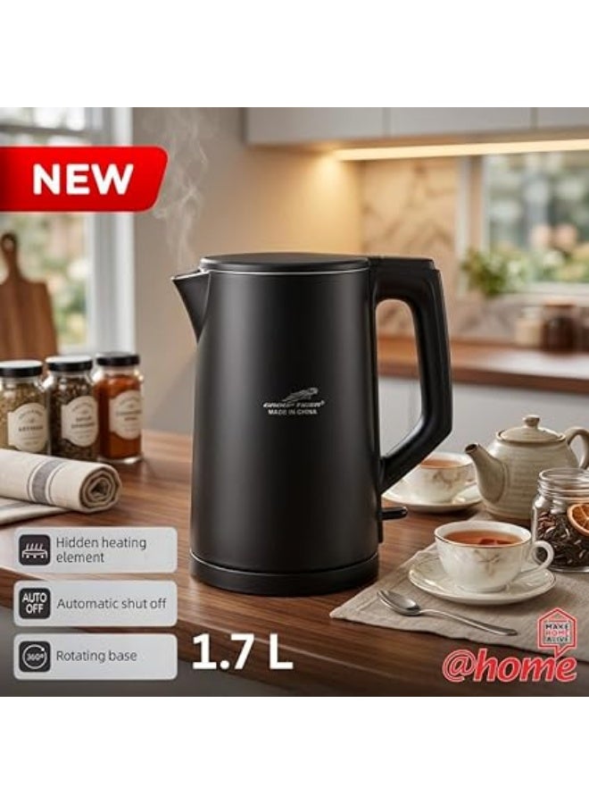 Stainless Steel Electric Kettle, Black Color, Practical and Fast to Prepare Hot Drinks - Image 2