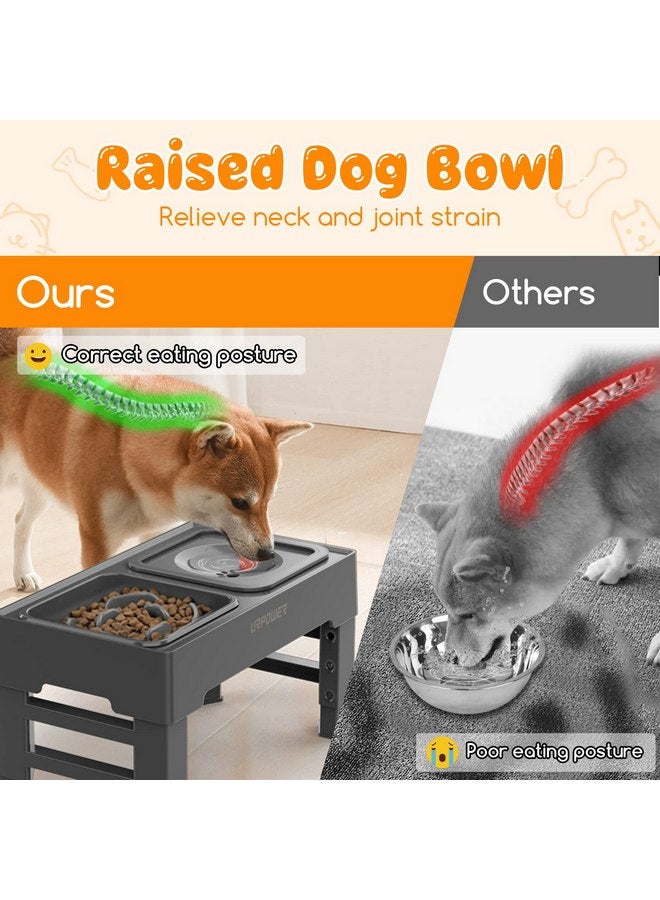 UR باور أوعية طعام بطيئة مرتفعة للكلاب 2 في 1 من URPOWER مع وعاء ماء للكلاب لا ينسكب، وعاء مرتفع للكلاب بارتفاع 4 قابل للتعديل، أوعية طعام وماء للكلاب غير قابلة للانزلاق مع حامل للكلاب الصغيرة والمتوسطة والكبيرة والقطط والحيوانات الأليفة - Image 3