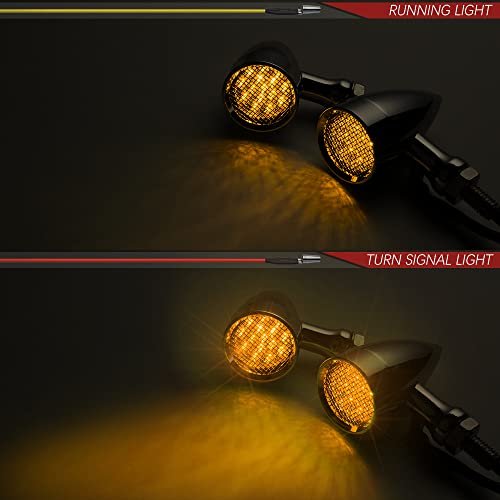 KICRY Motorcycle Turn Signals LED Bullet Front Rear Indicator Lights Universal Compatible for Harley Davidson Cruiser Iron Softail Street Bike Honda Shadow Yamaha Chopper Bobber Cafe Racer(Chrome/Amber) - Image 3