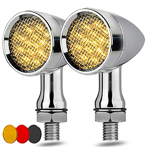 KICRY Motorcycle Turn Signals LED Bullet Front Rear Indicator Lights Universal Compatible for Harley Davidson Cruiser Iron Softail Street Bike Honda Shadow Yamaha Chopper Bobber Cafe Racer(Chrome/Amber) - Image 1