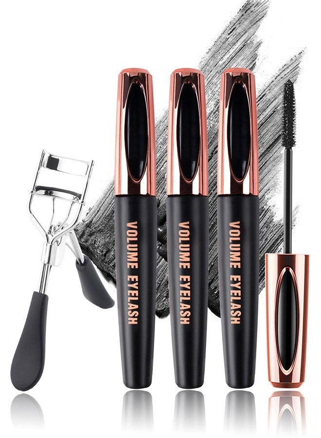 LZYLLS Black Telescopic Mascara Set,3PCS Black Mascara Volume and Length for Eye Makeup,Waterproofing No Clumping Tubing Mascara,No Smudging Curly Black Mascara with Eyelash Curler - Image 1