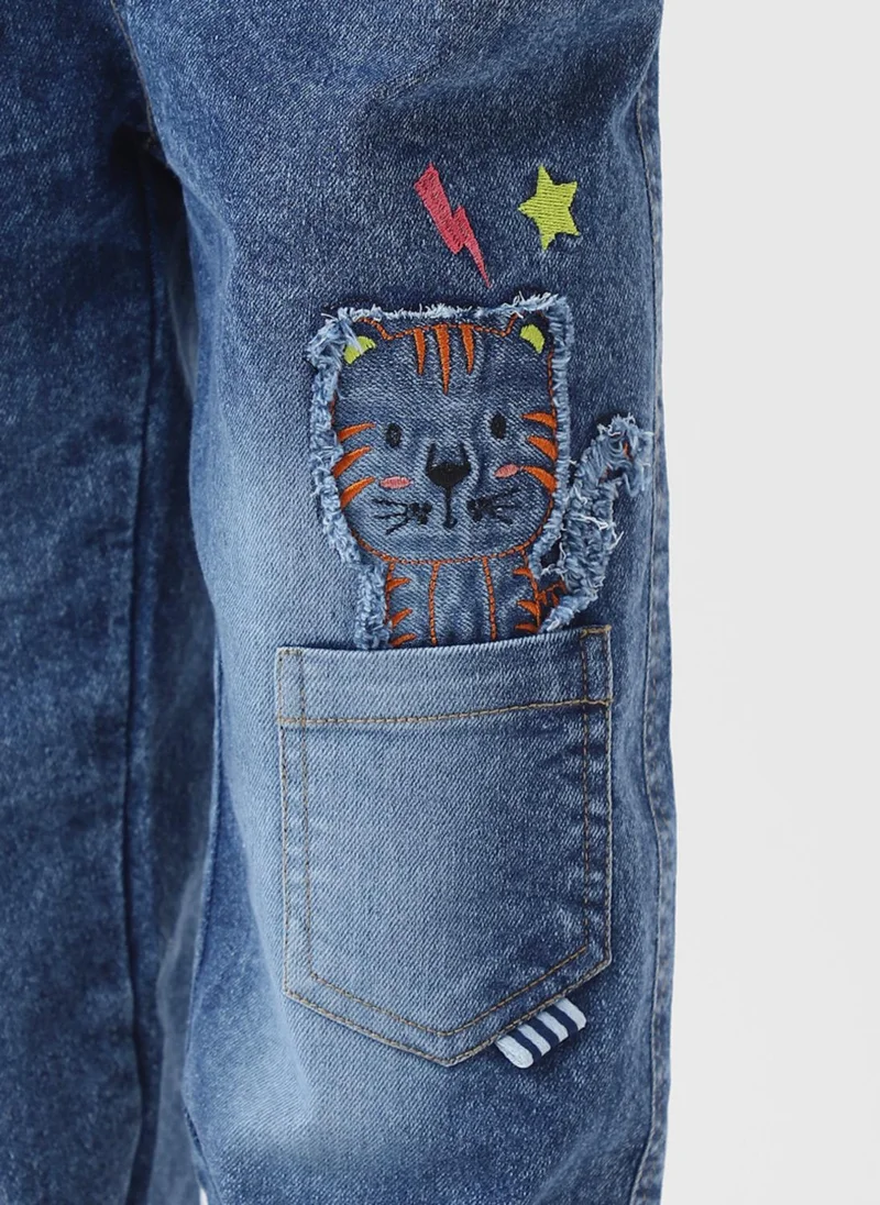Nautinati Nautinati Boys Patch Pocket with Cat Denim Jeans