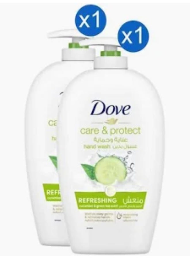 Dove غسل اليدين غو فريش المنعش، لمسة منعشة، خيار وشاي أخضر مع ¼ كريم مرطب، 500 مل (عبوة من 2) - Image 1