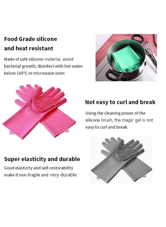 MITALOO Magic Dishwashing Cleaning Sponge Gloves Reusable Silicone Brush Scrubber Gloves - Image 5